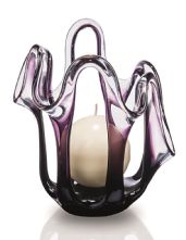 Purple Lustre Windows Ball Candleholder 20cm Tall